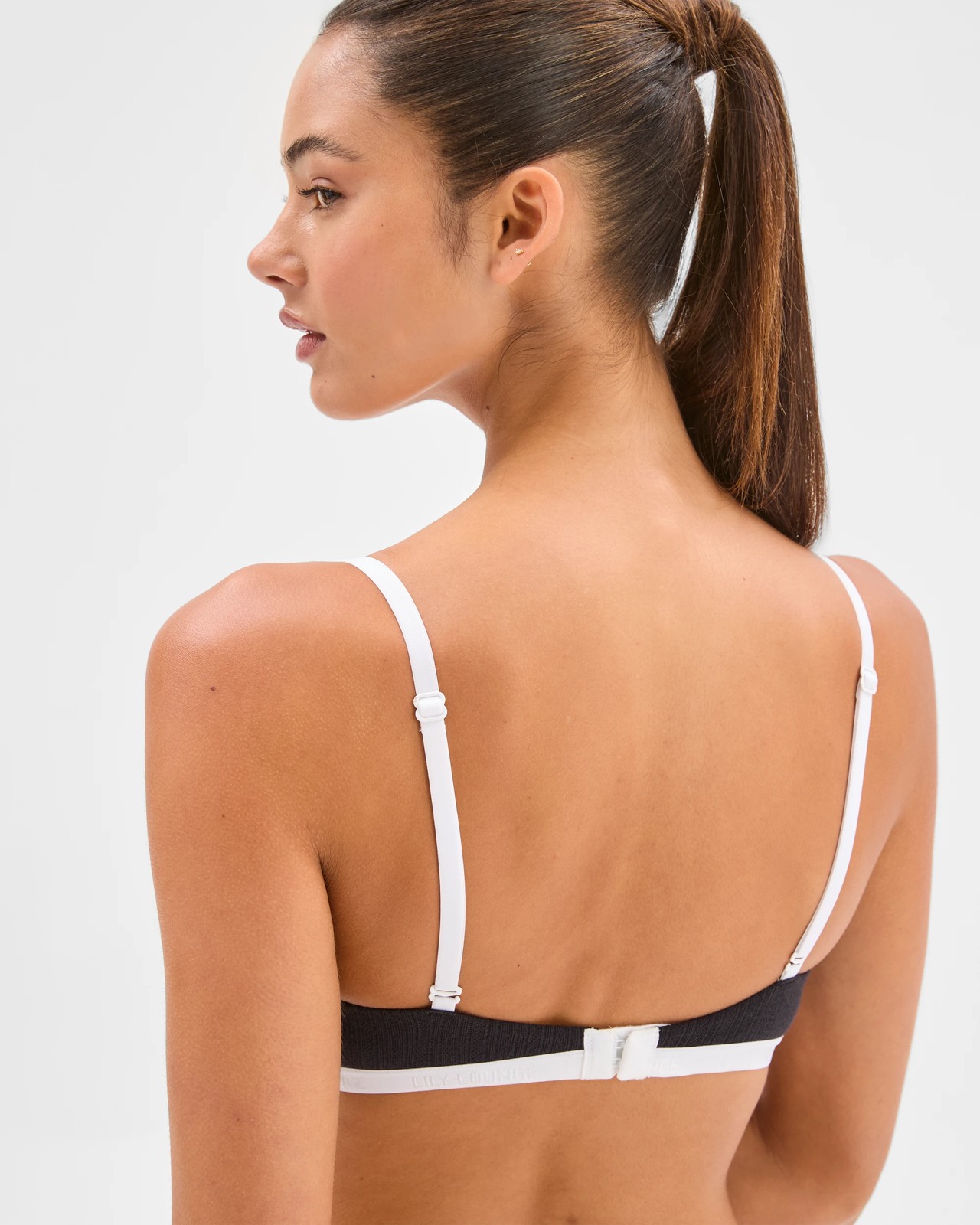 Lily Loves Australian Cotton Pointelle Balconette Bra - Black 3 of 3