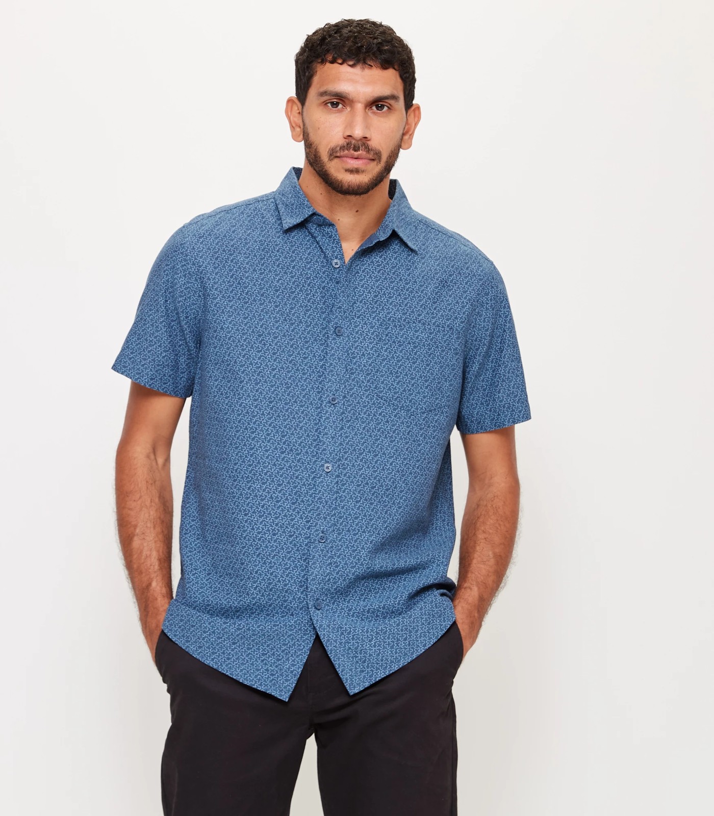 Linen Blend Geo Print Shirt | Target Australia