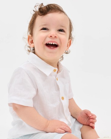 Baby European Linen Short Sleeve Shirt
