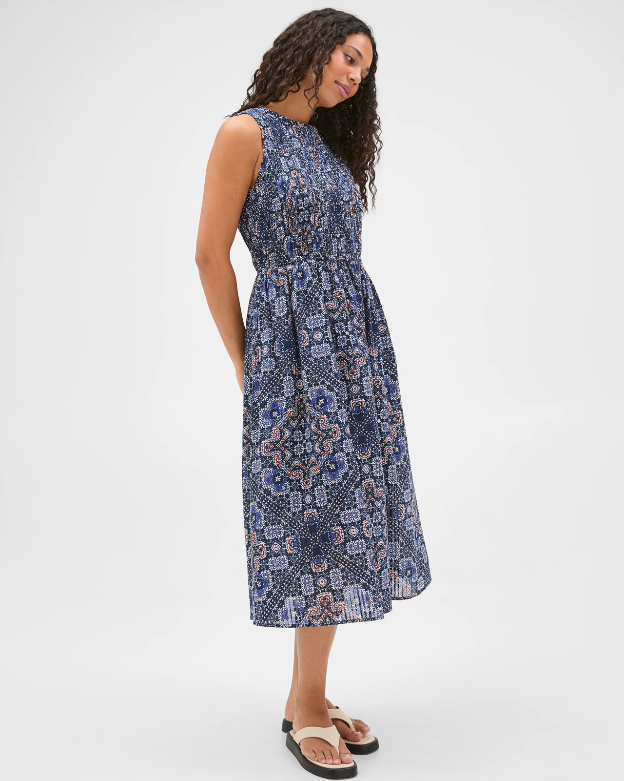 Australian Cotton Sleeveless Fitted Bodice Midi Dress 2 of 6