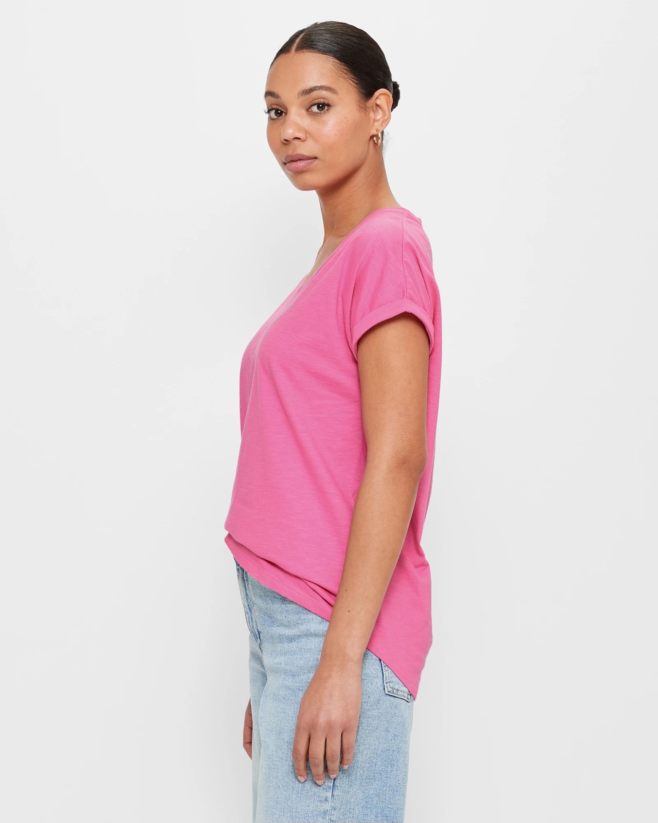 Australian Cotton Slub Slouchy V-Neck T-Shirt | Target Australia