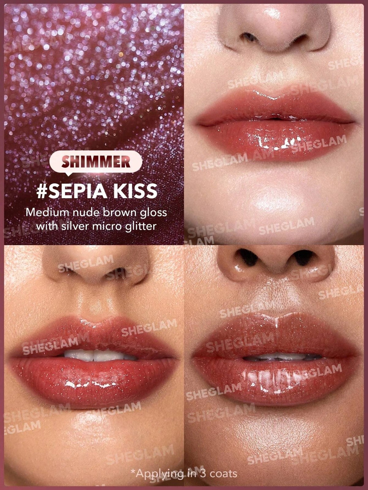 SHEGLAM Pout-Perfect Shimmer Lip Plumper - Sepia Kiss 2 of 5