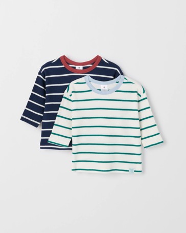 Baby Organic Cotton 2 Pack Long Sleeve Waffle & Rib T-Shirt
