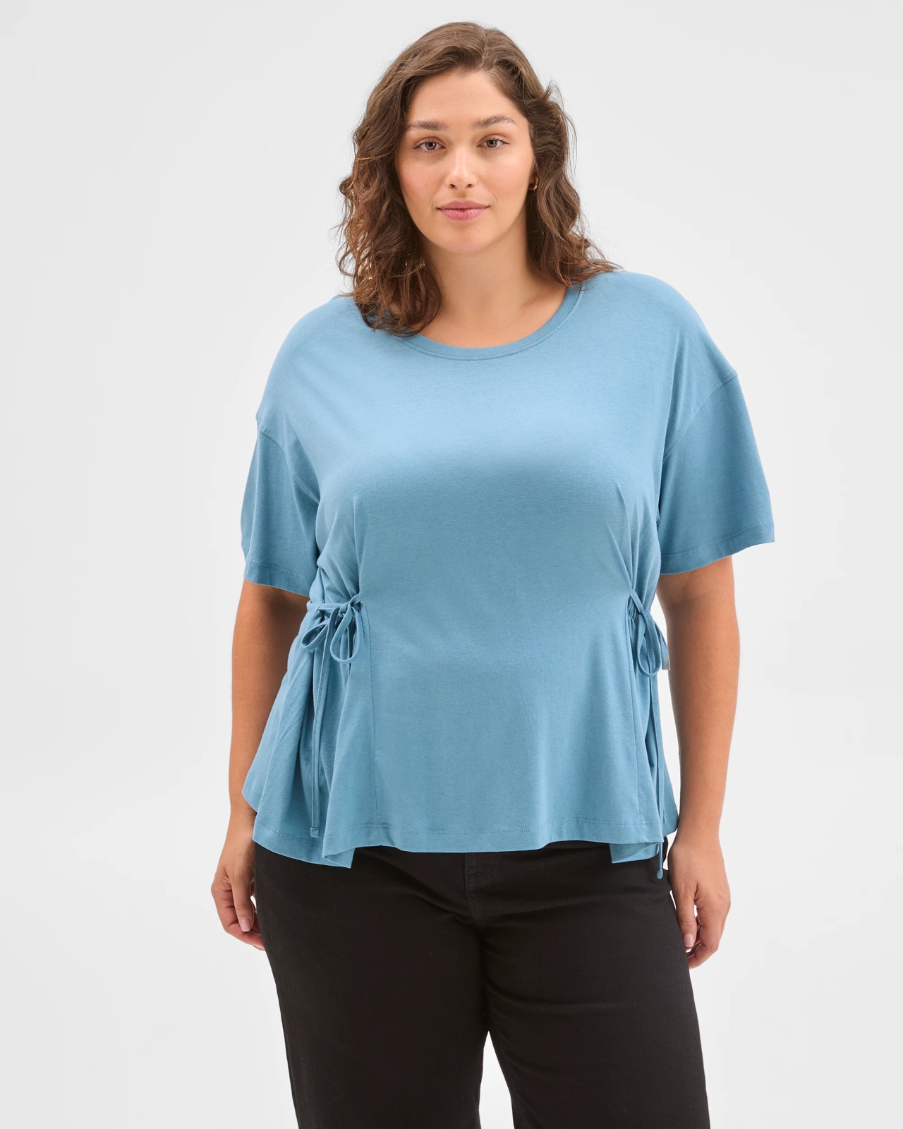 Plus Size Australian Cotton Blend Side Tie Waist T-Shirt 4 of 6