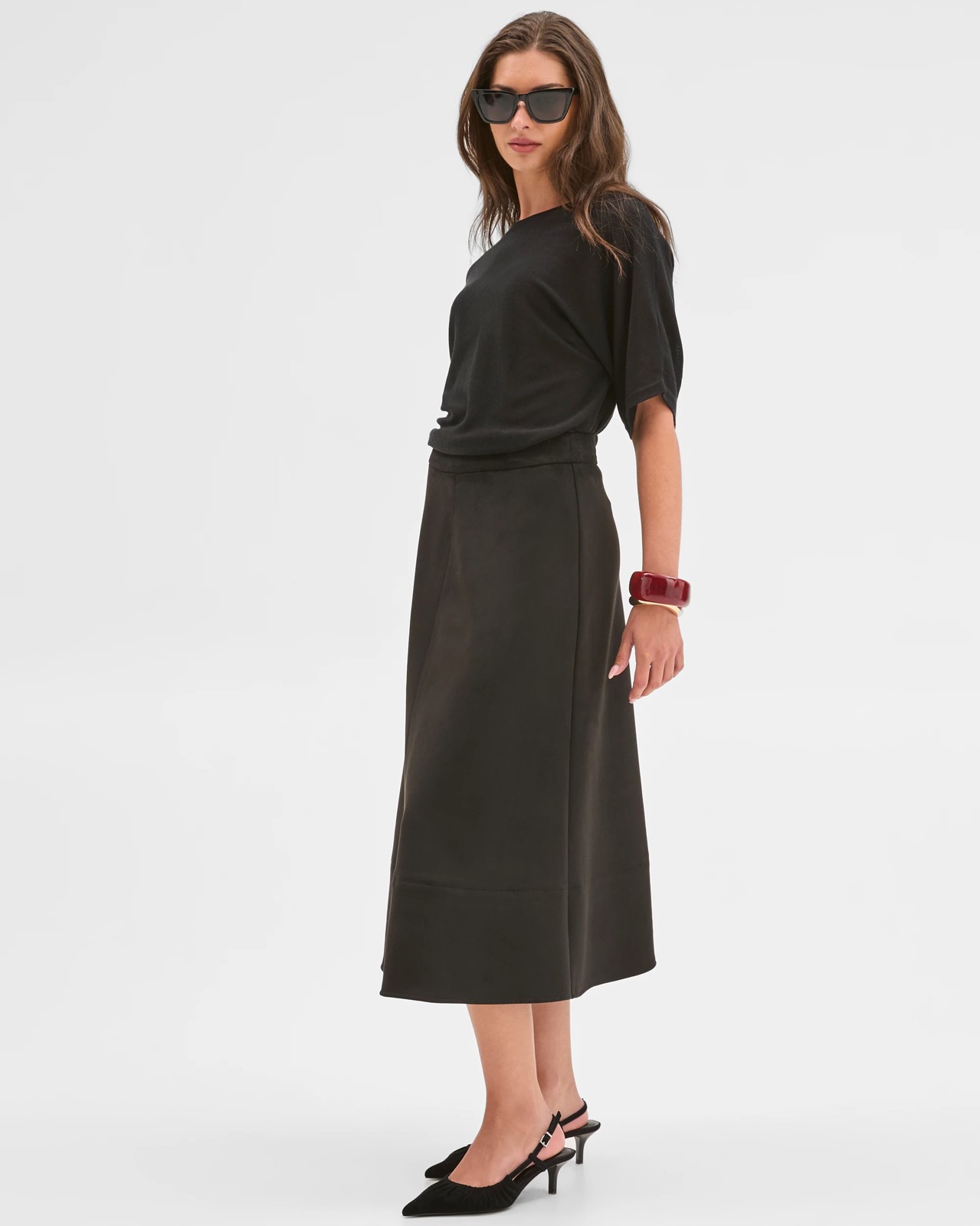 Petites Suedette Midi Skirt 2 of 6