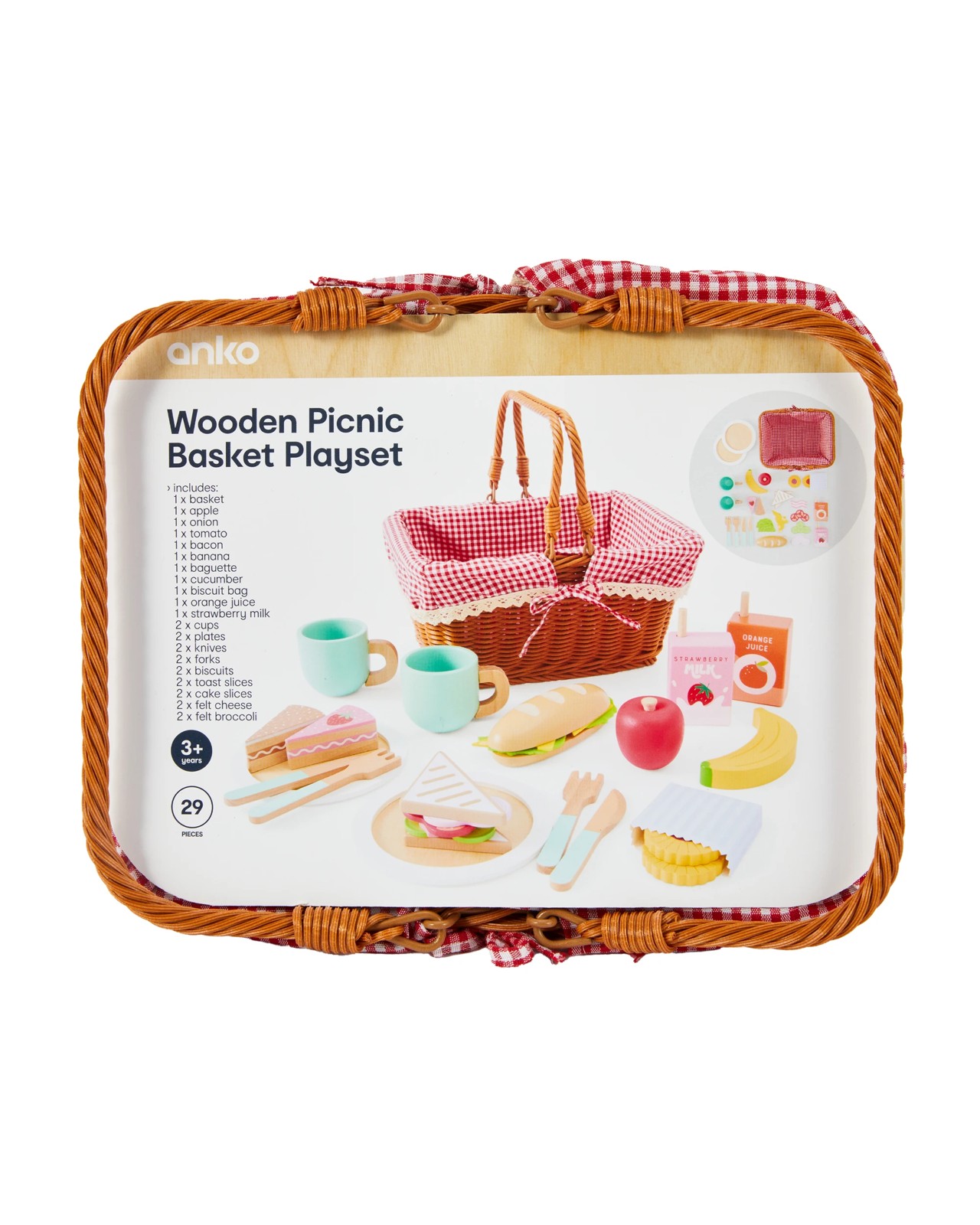 29 Piece Wooden Picnic Basket Playset 5 of 5