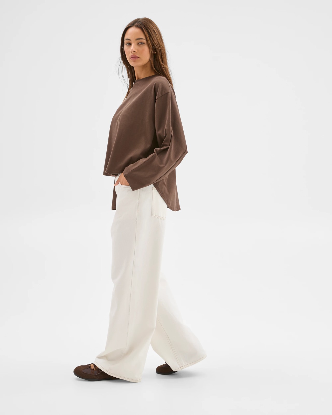 Lily Loves Australian Cotton Dolman Sleeve T-Shirt - Bark 3 of 5
