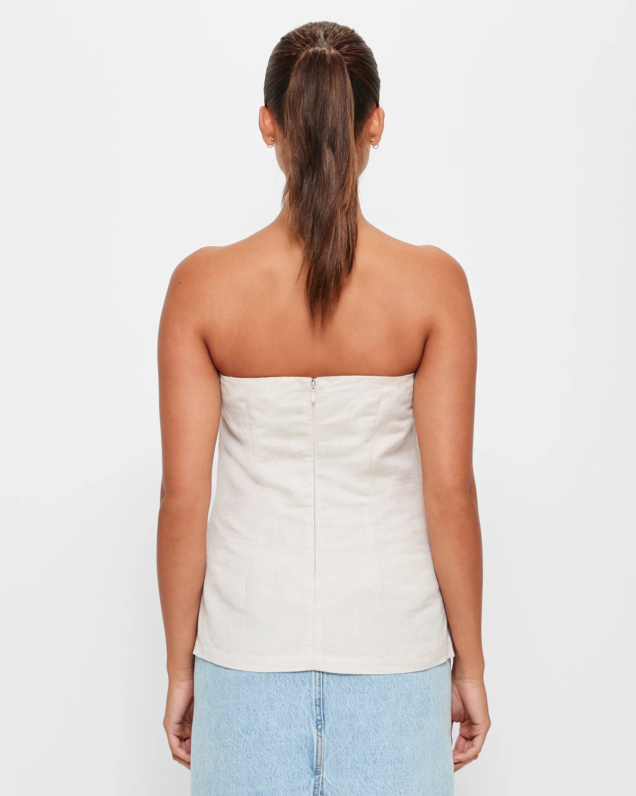 European Linen Blend Bandeau Corset Top - Lily Loves - Flax Cross