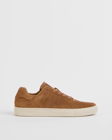 Pin Punched Suede Sneaker