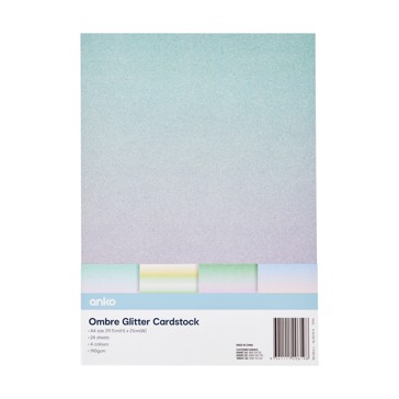 24 Pack Ombre Glitter Cardstock - Anko