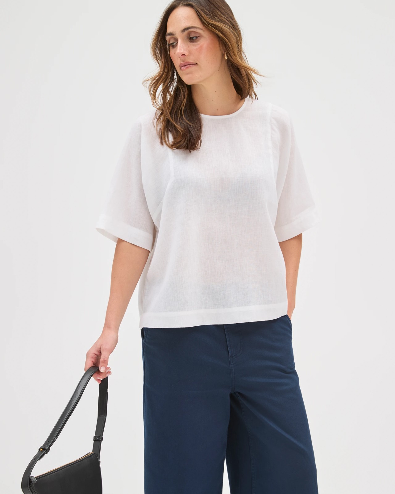 European Linen Seamed T-Shirt  - White 2 of 5