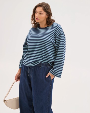 Plus Size Australian Cotton Long Wide Sleeve T-Shirt