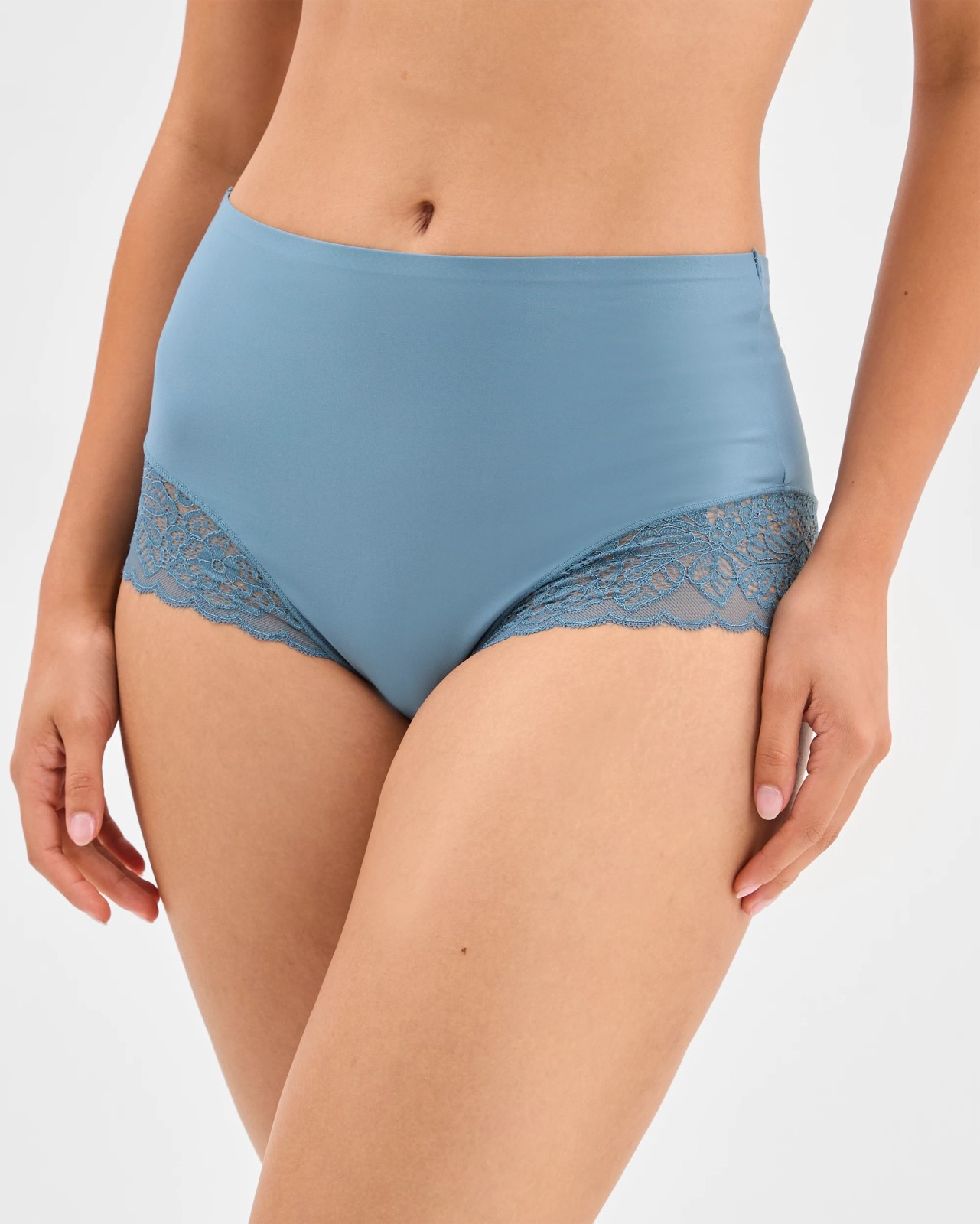 Luna 2 Pack Smooth Touch Lace Bonded Waist Full Briefs - Blue Stone 3 of 4