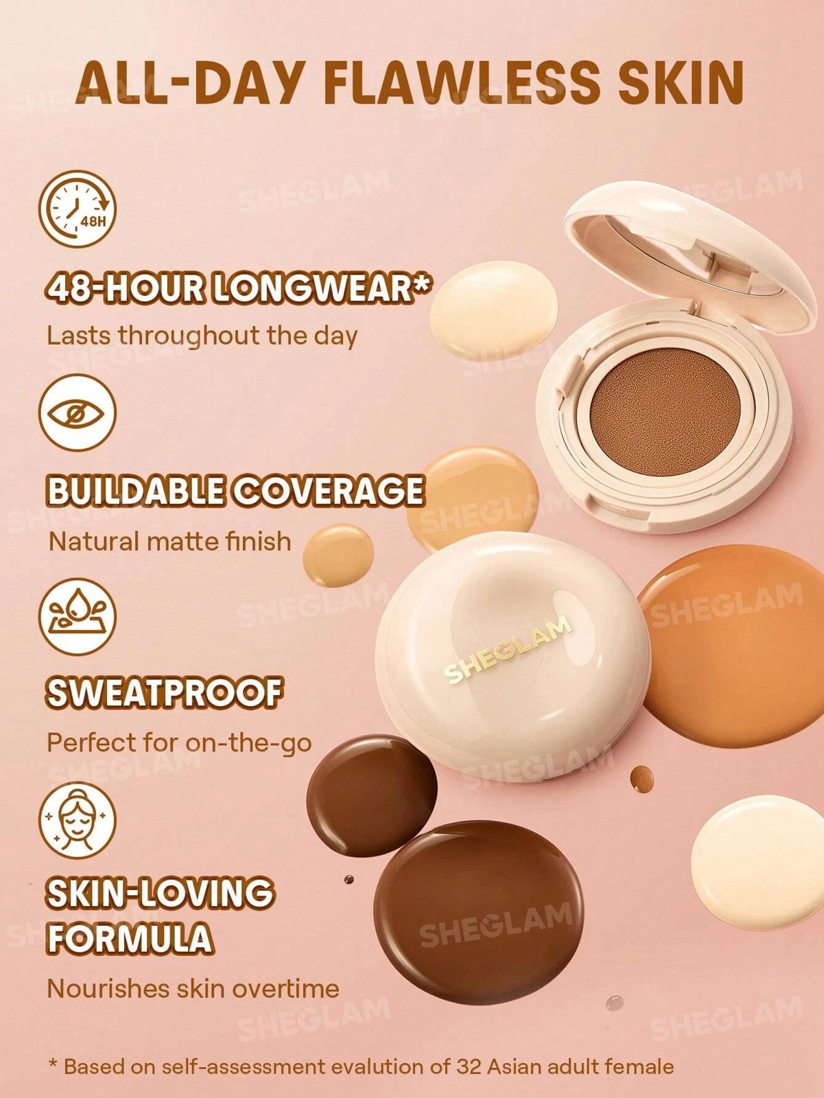 SHEGLAM Lock & Go Long-Lasting Cushion Foundation - Porcelain 4 of 6