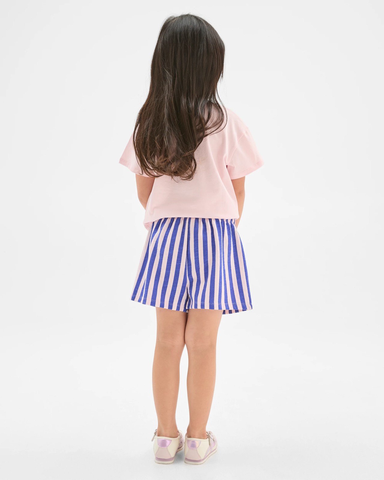 Australian Cotton Blend Fashion Knit Shorts - Blue Pink Stripe 4 of 6