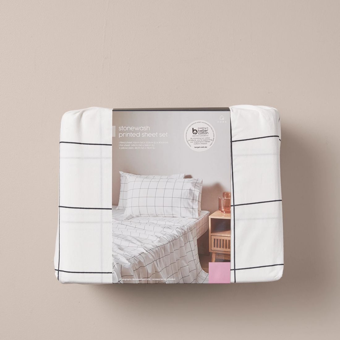 Stonewash Printed Sheet Set Reid Grid Target Australia