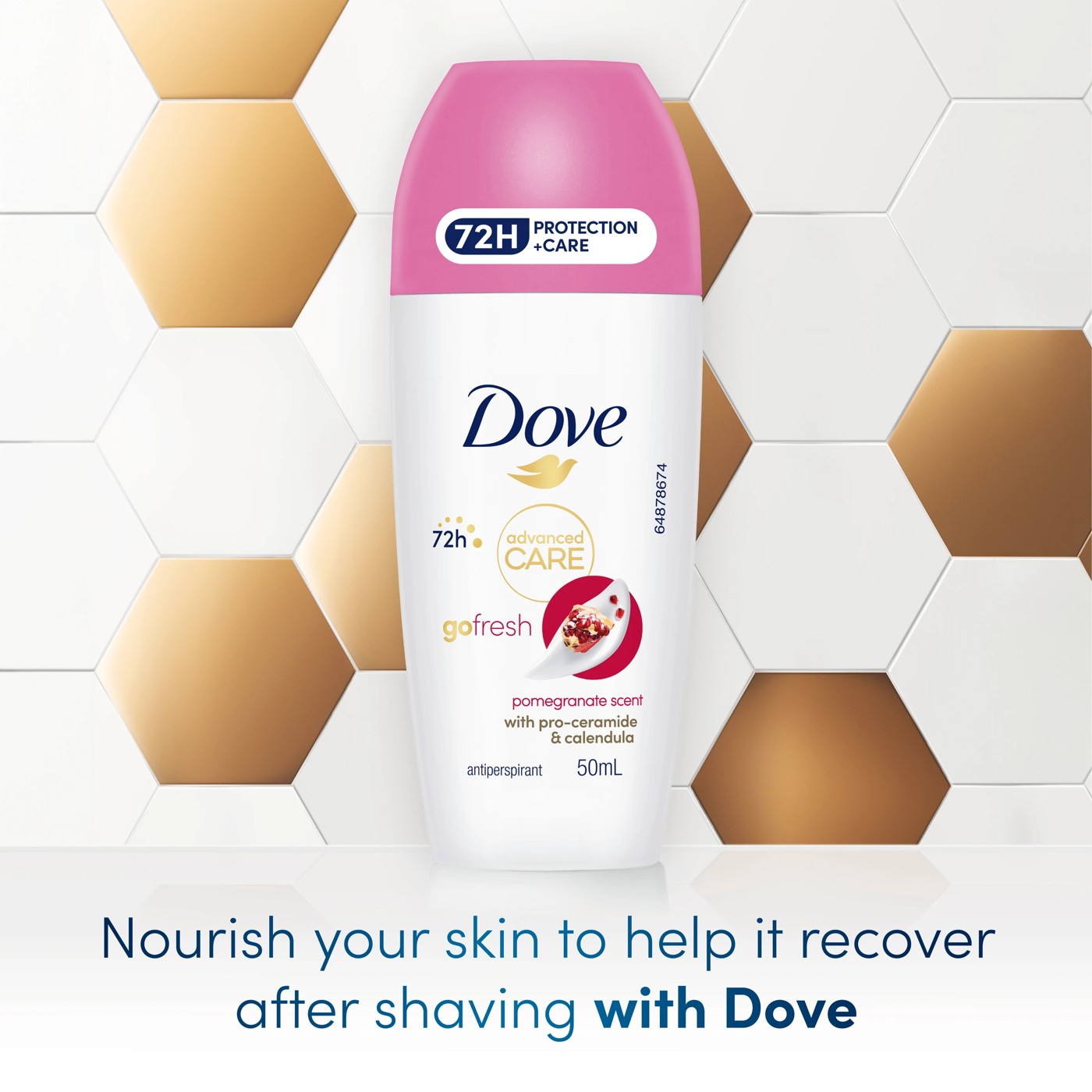 Dove Advanced Care Go Fresh Antiperspirant Deodorant Roll-On 50ml - Pro-Ceramide and Calendula, Pomegranate Scent 2 of 2