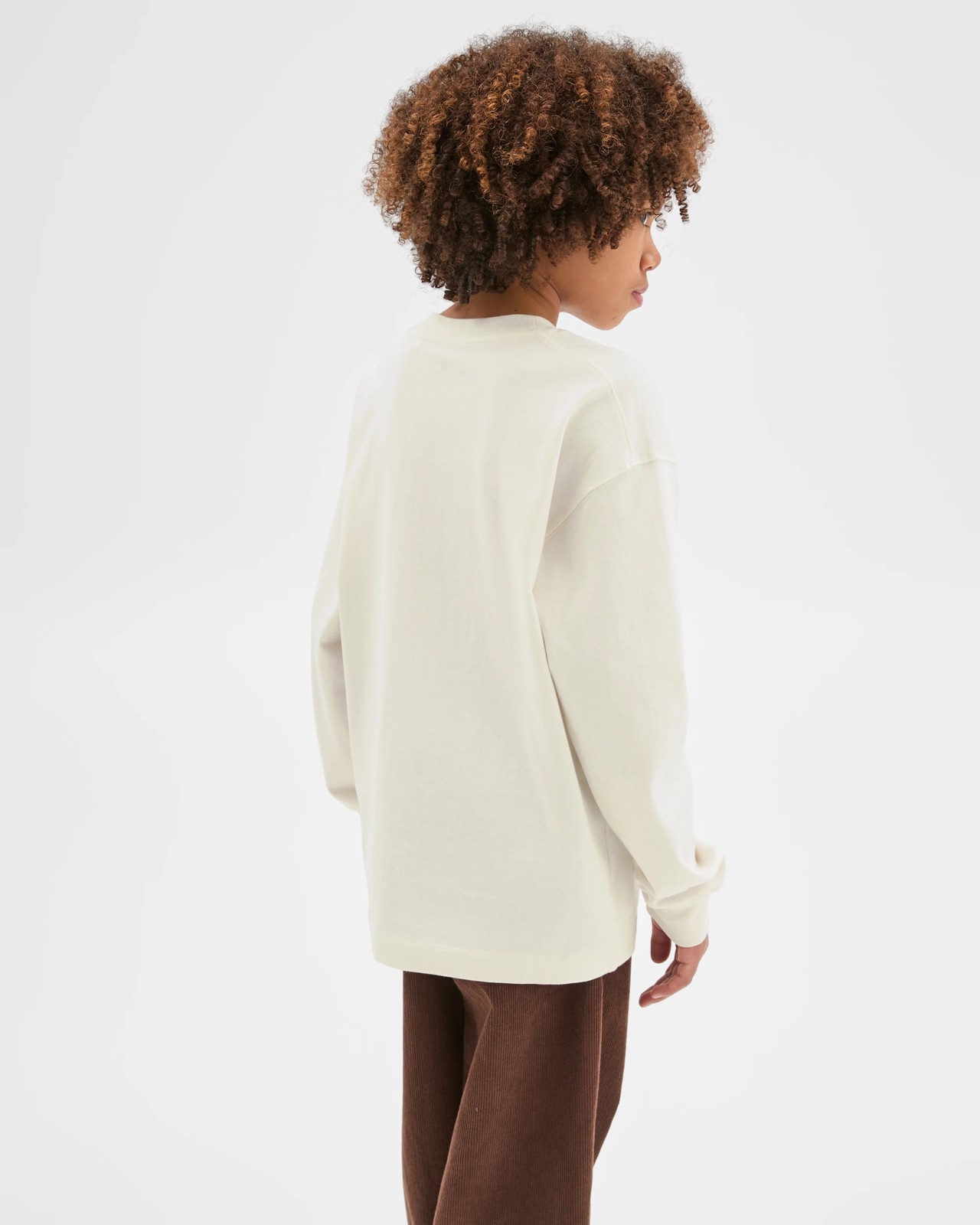 Australian Cotton Long Sleeve Heavyweight T-Shirt - Cream 3 of 6