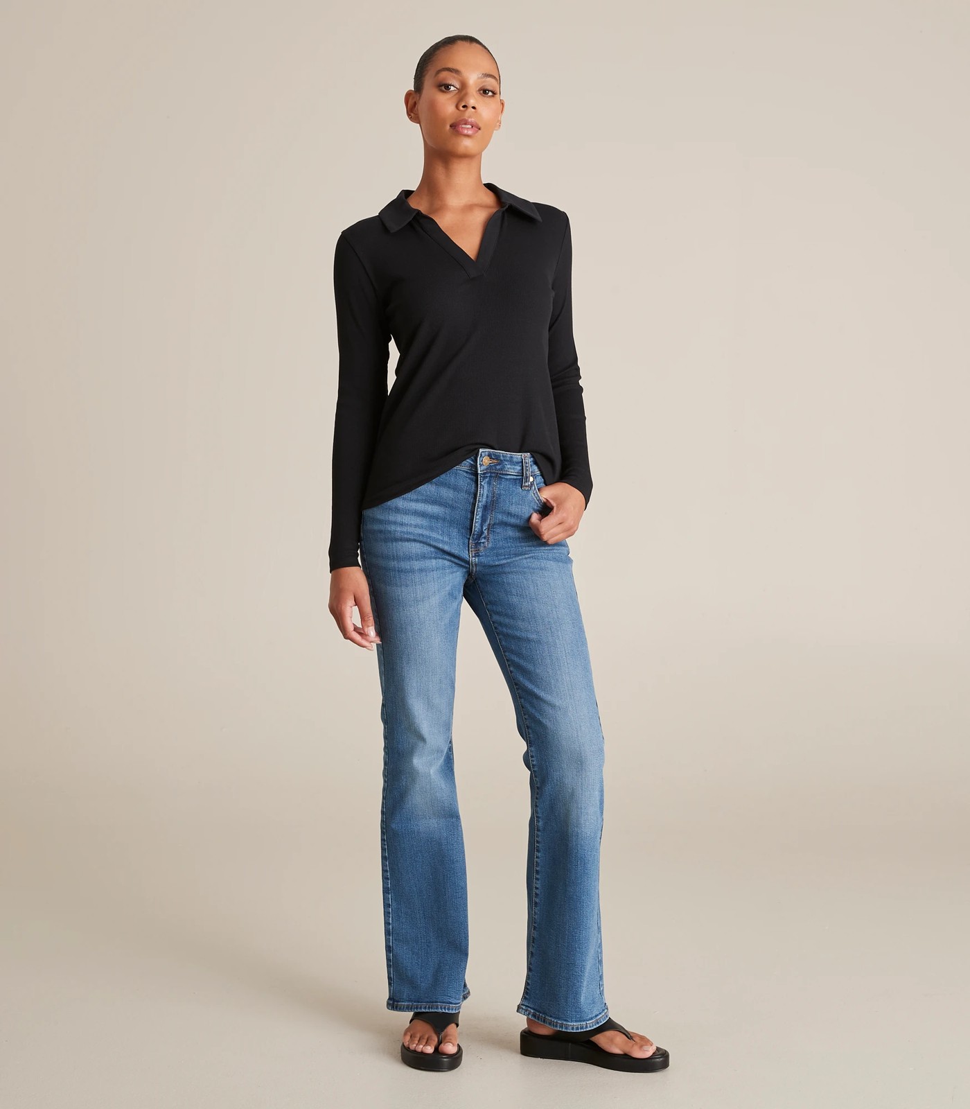Organic Cotton Polo Collar Rib Top 2 of 6
