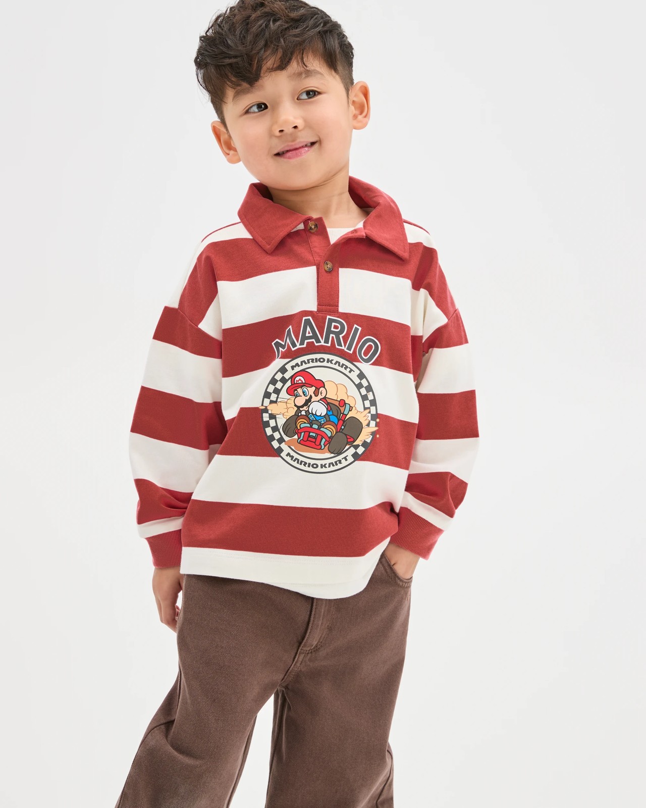 Super Mario Australian Cotton Striped Rugby Polo Jumper 2 of 6