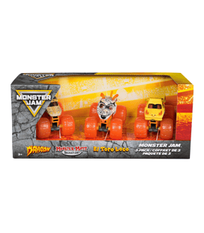 Monster Jam Earth Set: Official El Toro Loco, Dalmatian, Dragon 1:64 Scale Die-Cast Monster Trucks 3 Pack