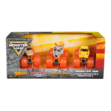 Monster Jam Earth Set: Official El Toro Loco, Dalmatian, Dragon 1:64 Scale Die-Cast Monster Trucks 3 Pack