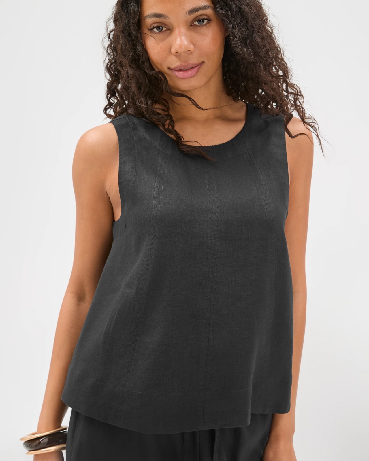European Linen Swing Tank Top - Black 4 of 5
