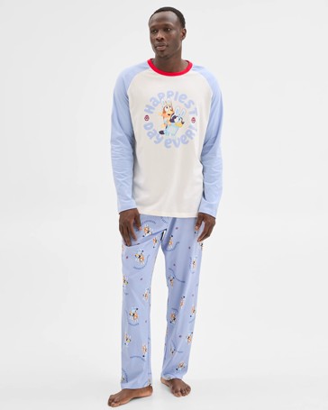 Family Matching Australian Cotton Easter Mens Pyjama Set - Bluey