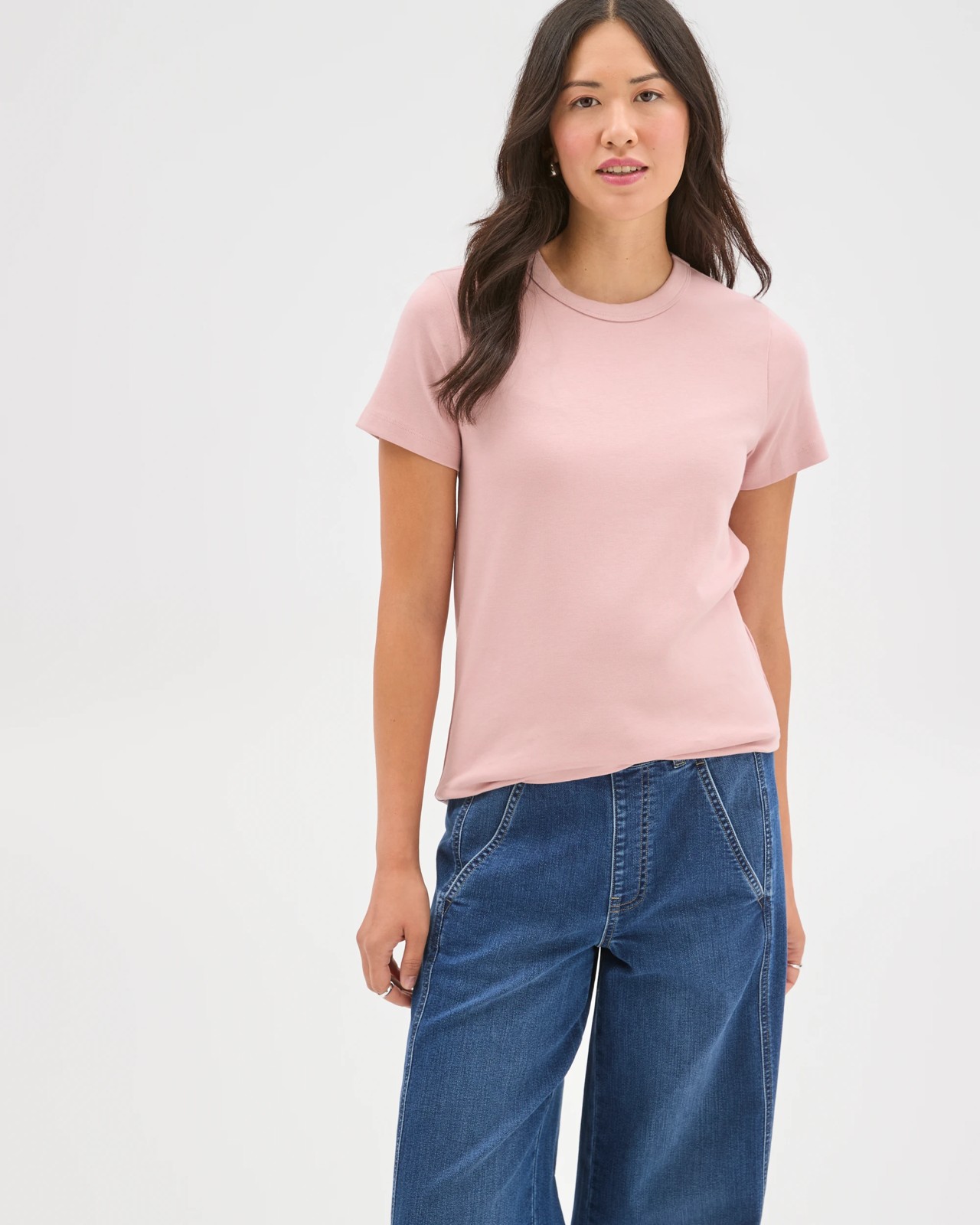 Australian Cotton Interlock Neat T-Shirt - Soft Blush 2 of 6