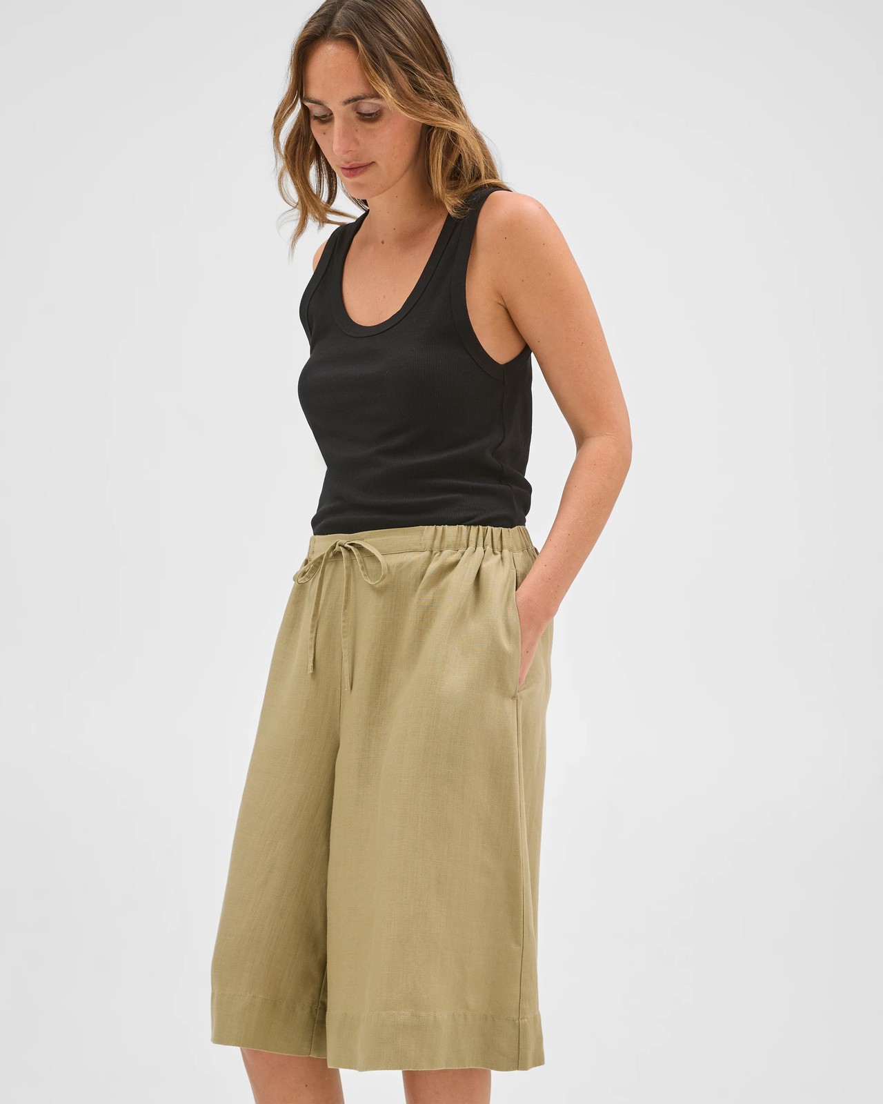 Cropped Culotte Pants - Crushed Leaf 5 of 5