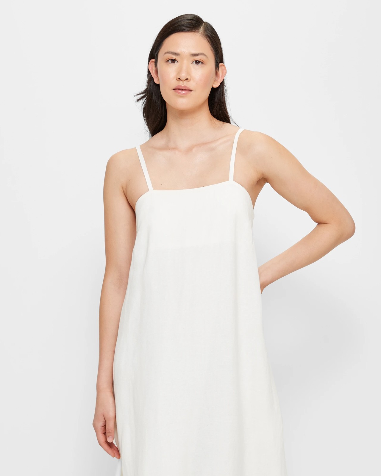 Linen Blend Strappy Midi Dress - Preview 2 of 5