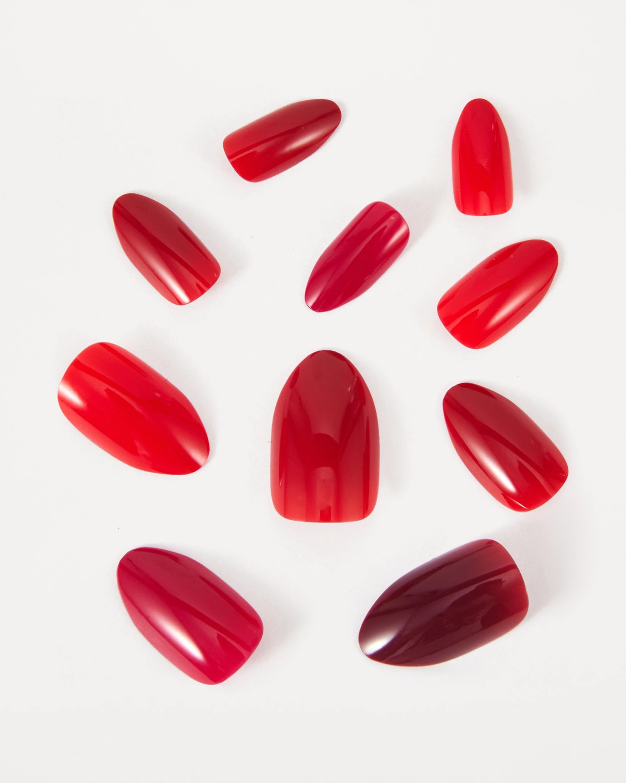 OXX Beauty 100 Pack Artificial Nails with Adhesive - Almond Shape - Red 2 of 4