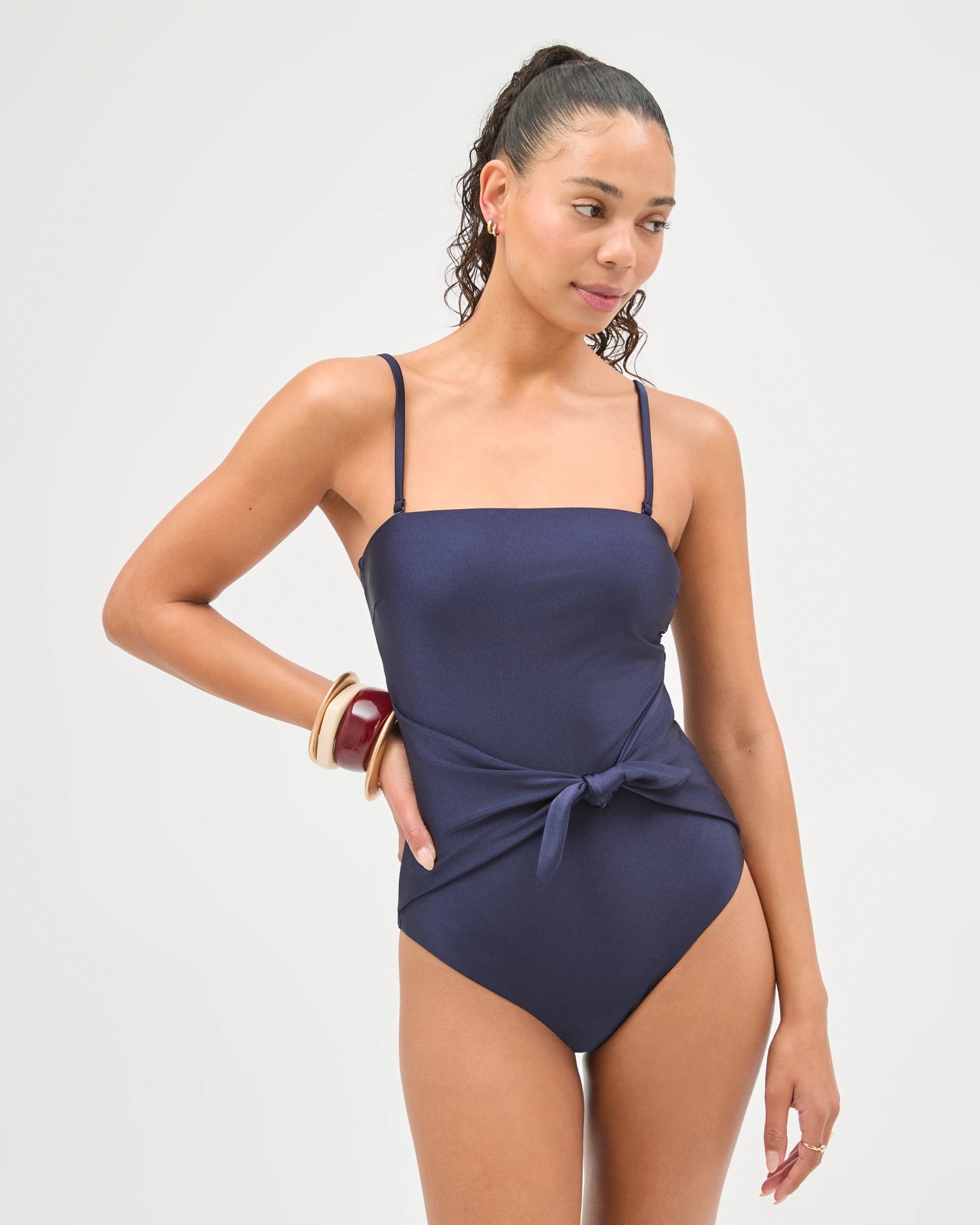 Resort Bandeau Matte Micro Shimmer One Piece Swimsuit 4 of 6