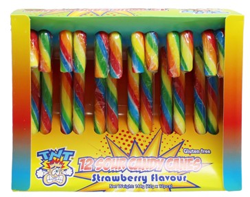 12 Pack TNT Sour Candy Canes 144g