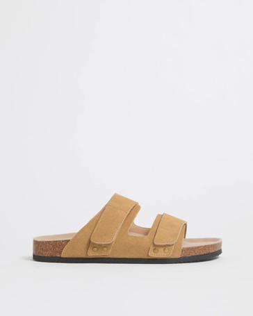 Adjustable Suede Leather Moulded Cork Sandals