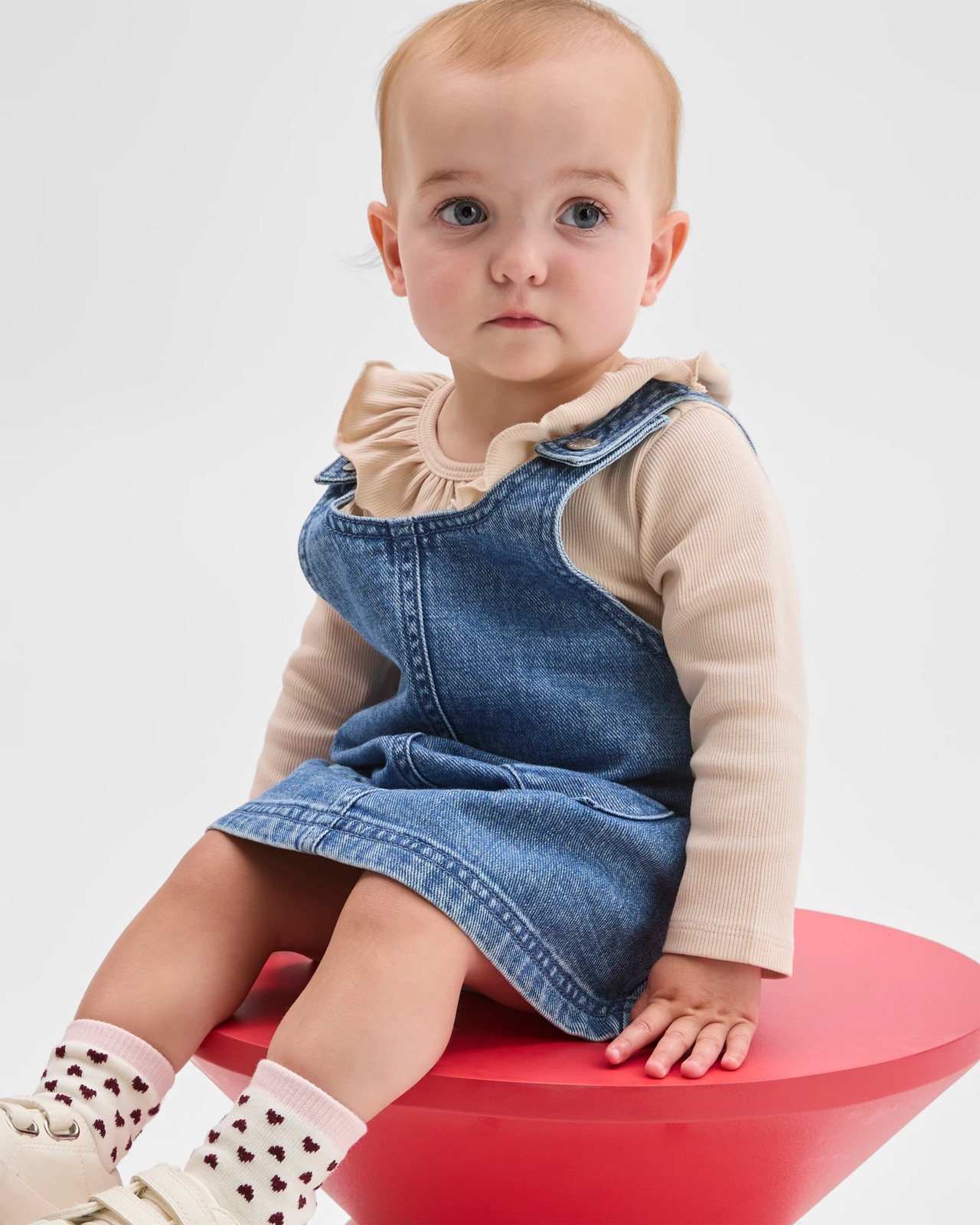 Baby Organic Cotton Bodysuit and Denim Pinafore 2 Piece Set 3 of 3