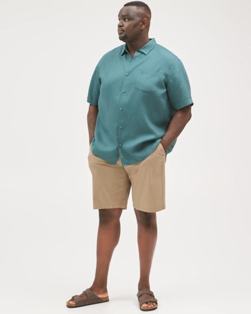 Plus Size European Linen Short Sleeve Shirt