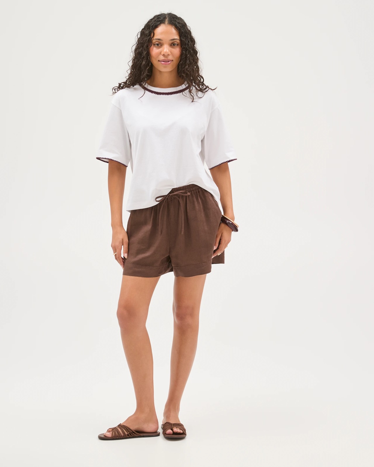 Australian Cotton Boxy Stitch Detail T-Shirt - White 2 of 5