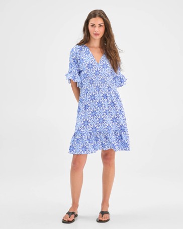 Petites Shirred V-Neck Dress