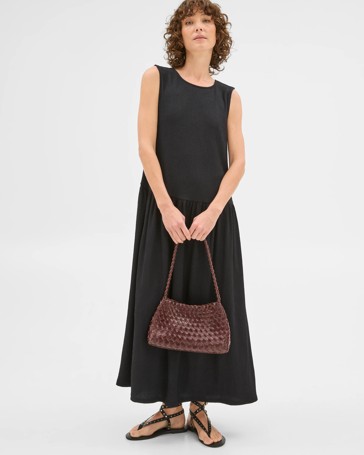 Textured Drop Waist Midi Dress