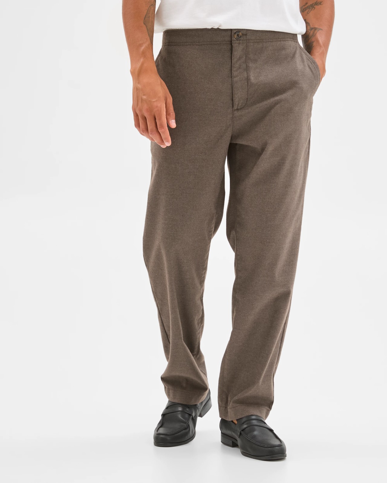 Brushed Relaxed Pants - Chocolate 3 of 6