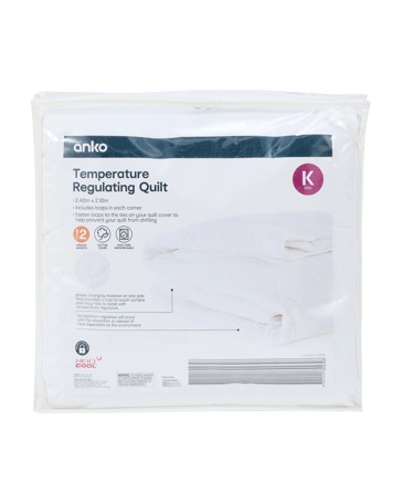 Anko Temperature Regulating Quilt - King Bed - White