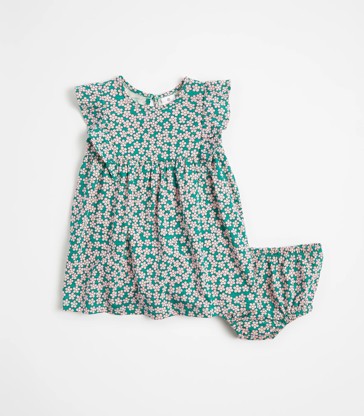 Baby Organic Cotton Floral Dress and Bloomer 2 Piece Set