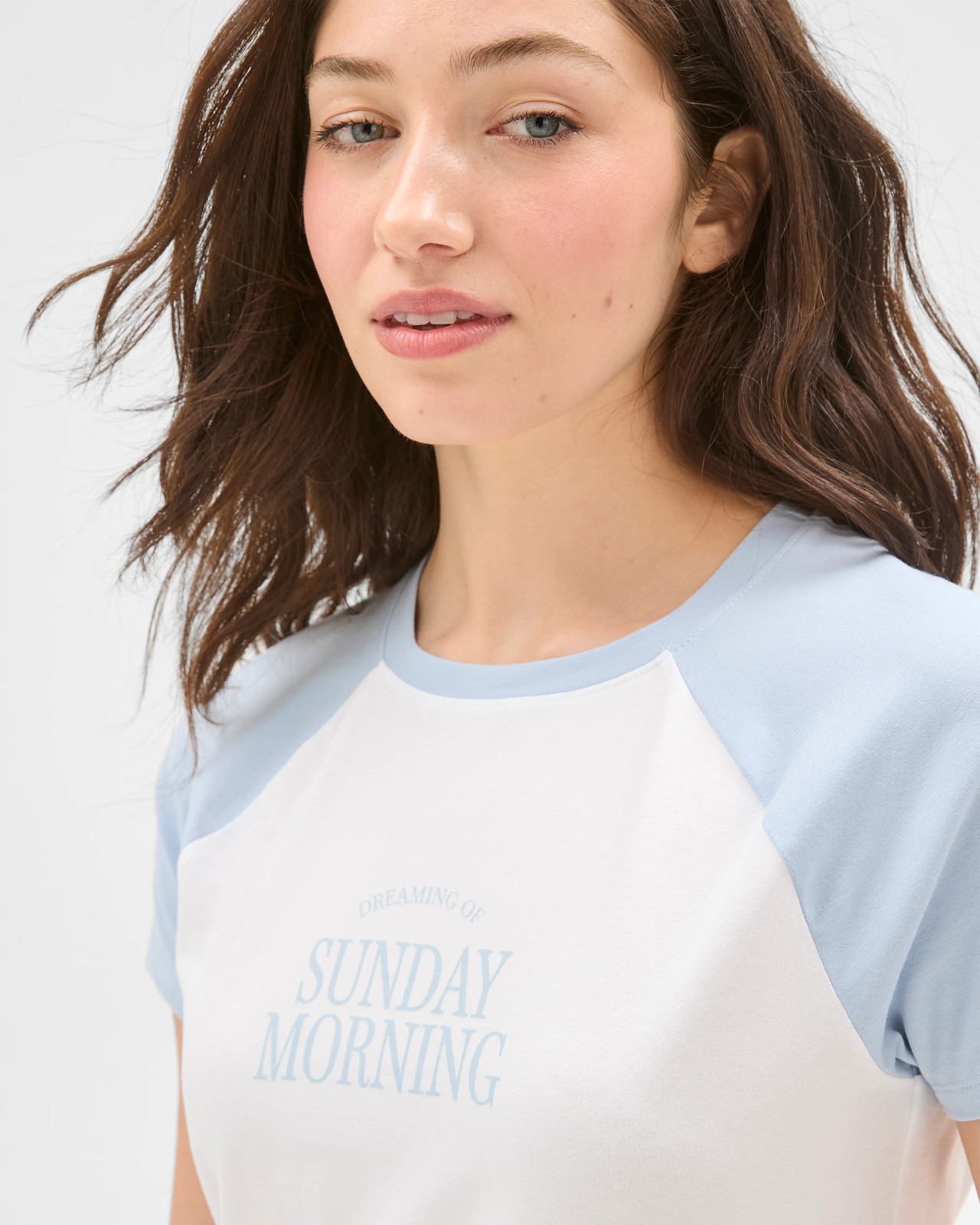Lily Loves Australian Cotton Raglan Baby Sleep T-Shirt - Sunday Morning Blue 3 of 5