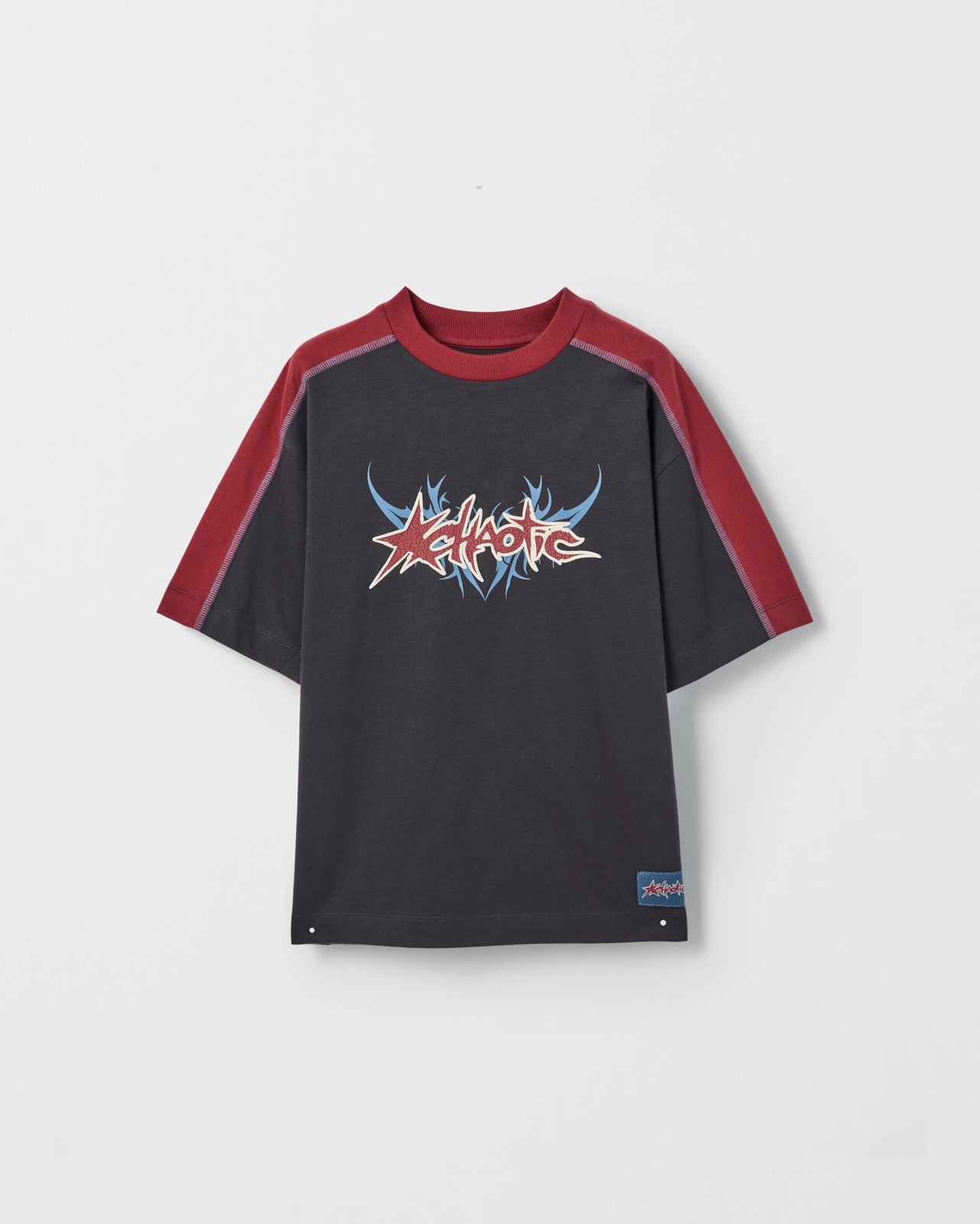 Australian Cotton Oversized Embellished T-Shirt - Charcoal 5 of 6