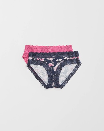 Modal and Lace 2 Pack Bikini Briefs