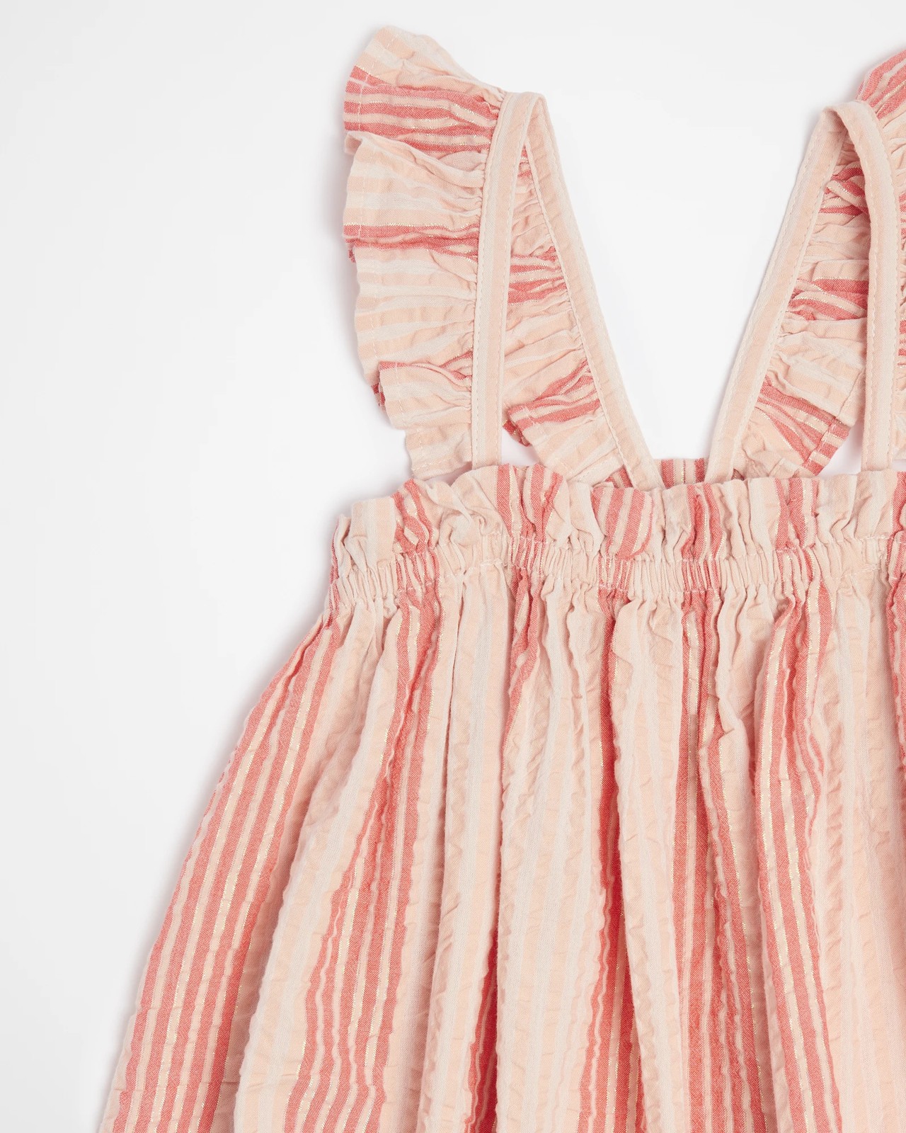 Frill Metallic Trapeze Striped Dress 3 of 4