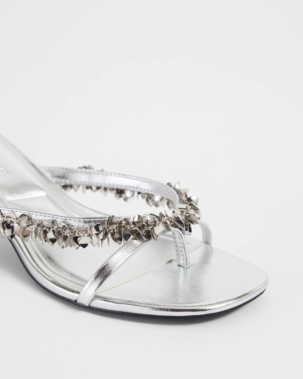 Penny Metal Tassel Trim Thong Low Heels - Silver 3 of 3