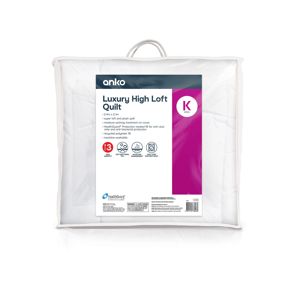 High Warmth Luxury High Loft Quilt, King Bed, White - Anko