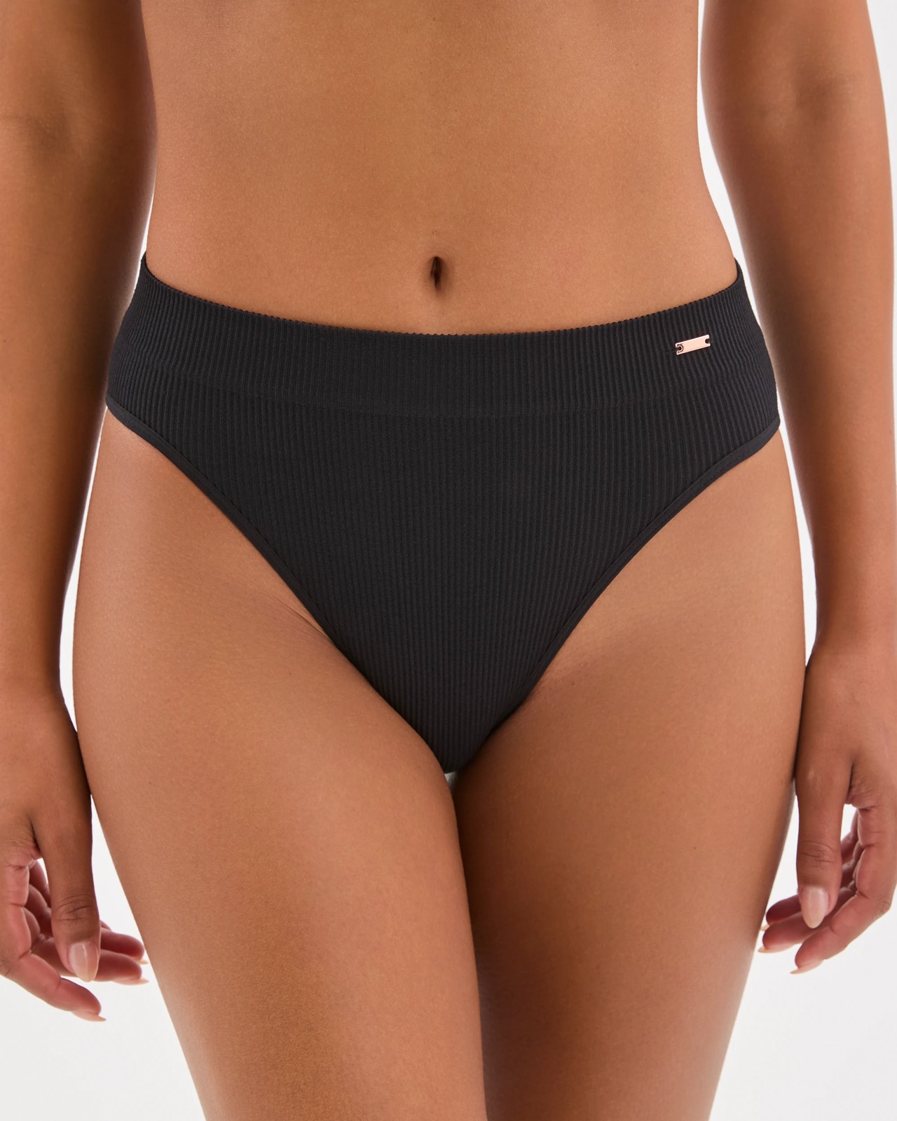 Lily Loves 2 Pack Ribbed Seamfree High Waisted Bikini Briefs - Black 2 of 4